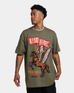 Rats Get Fat Rise Above T-Shirt Military Green