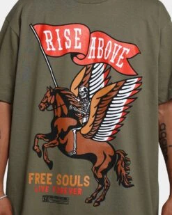 Rats Get Fat Rise Above T-Shirt Military Green -Fashion Clothing Store 02041246 YM093 mens 0030