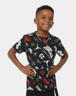 Jordan Kids' Level Up All Over Print Graphic T-Shirt Black