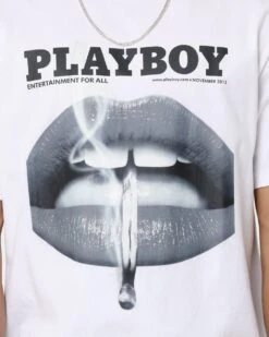 Playboy Monotone Original Fit T-Shirt White -Fashion Clothing Store 02041907 YW100 mens 0030