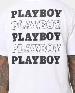 Playboy Stack T-Shirt White -Fashion Clothing Store 02041908 YW100 mens 0050