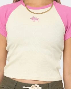 Stussy Women's Graffiti Raglan Baby T-Shirt Bubblegum -Fashion Clothing Store 02041955 YB749 womens 0030