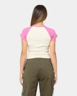 Stussy Women's Graffiti Raglan Baby T-Shirt Bubblegum -Fashion Clothing Store 02041955 YB749 womens 0040