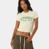 Stussy Women's World League Slim T-Shirt Pigment Cream -Fashion Clothing Store 02042265 YP168 womens 010