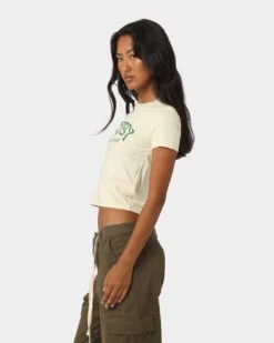 Stussy Women's World League Slim T-Shirt Pigment Cream -Fashion Clothing Store 02042265 YP168 womens 060