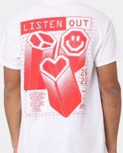 Listen Out Listen Out T-Shirt White -Fashion Clothing Store 02042940 YW100 mens 0050