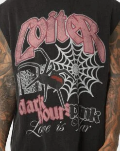 Loiter Dark Hours Oversized Vintage Muscle T-Shirt Vintage Black -Fashion Clothing Store 02042946 YV009 mens 0040