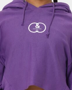 Crooks & Castles Women's CC Logo Oversized Crop Hoodie Purple -Fashion Clothing Store 02043004 YP200 womens 0030