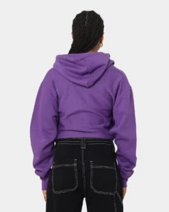 Crooks & Castles Women's CC Logo Oversized Crop Hoodie Purple -Fashion Clothing Store 02043004 YP200 womens 0040
