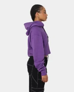 Crooks & Castles Women's CC Logo Oversized Crop Hoodie Purple -Fashion Clothing Store 02043004 YP200 womens 0050