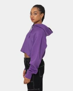 Crooks & Castles Women's CC Logo Oversized Crop Hoodie Purple -Fashion Clothing Store 02043004 YP200 womens 0060