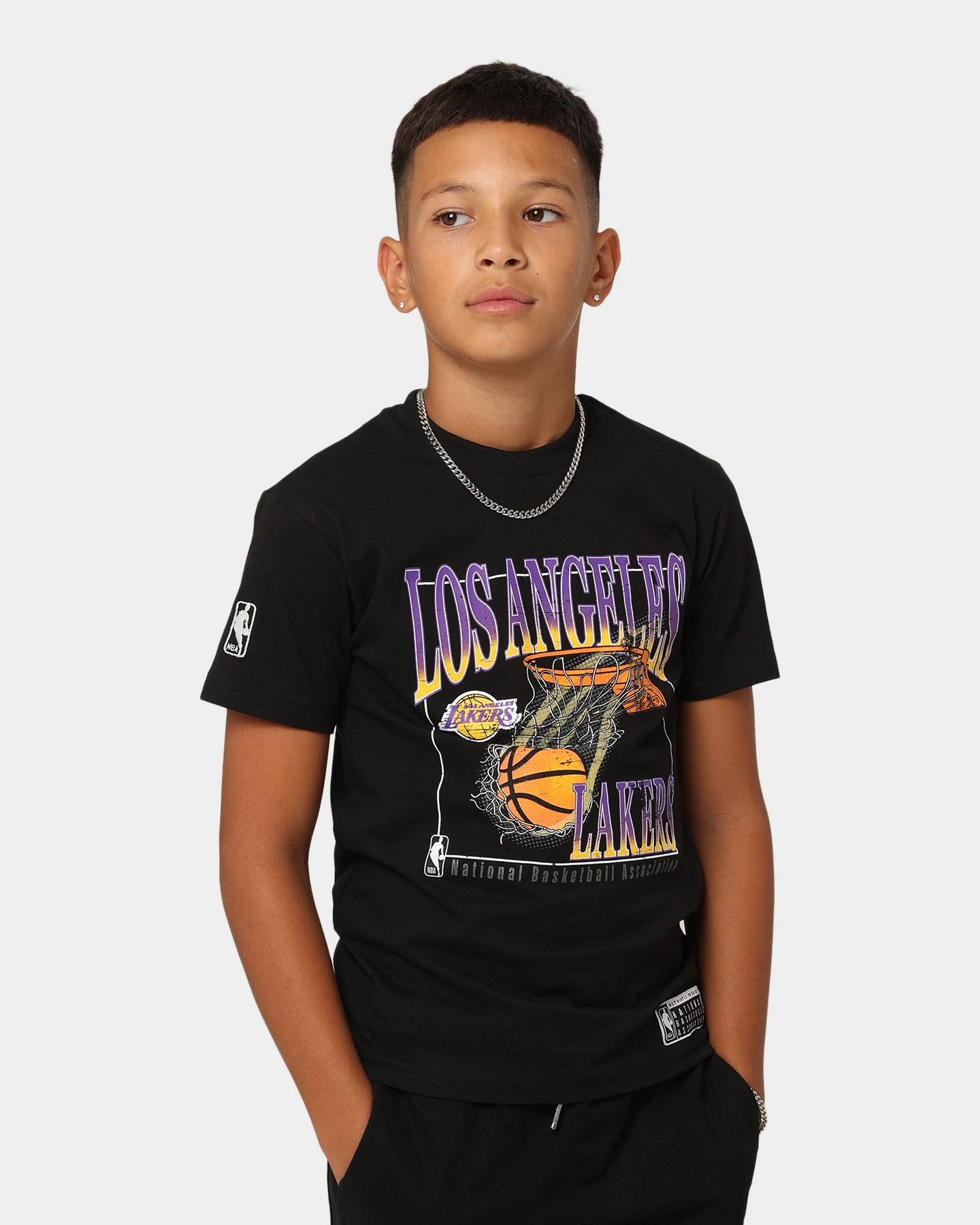 NBA Kids' Los Angeles Lakers Retro Vintage T-Shirt Black 3 NBA Kids' Los Angeles Lakers Retro Vintage T-Shirt Black