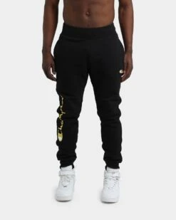 CHAMPION REV WEAVE SCRIPT JOGGER BLACK/GOLD -Fashion Clothing Store 03003690 YB003 mens 0030