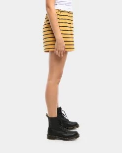 Stussy Women's Cole High Waisted Shorts Ochre/Black -Fashion Clothing Store 03004008 YO028 womens 00022