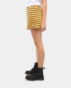 Stussy Women's Cole High Waisted Shorts Ochre/Black -Fashion Clothing Store 03004008 YO028 womens 00023