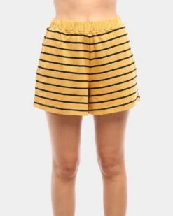 Stussy Women's Cole High Waisted Shorts Ochre/Black -Fashion Clothing Store 03004008 YO028 womens 00024