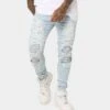 Sik Silk Riot Biker Denim Jeans Washed Blue -Fashion Clothing Store 03006923 YW645 mens 0010