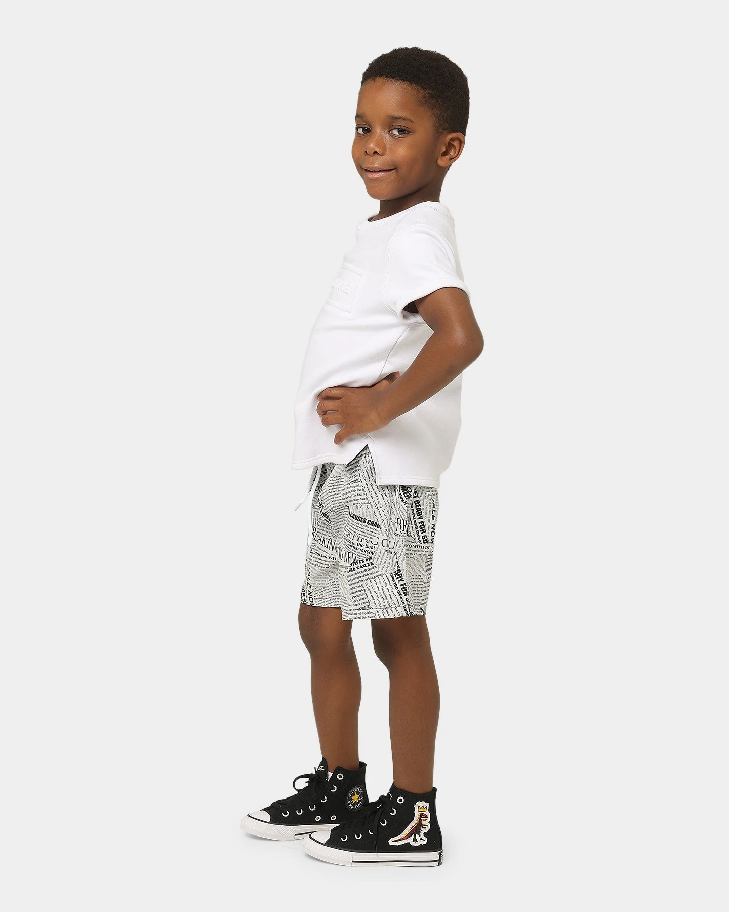 EN ES KIDS Kids' Let's Party Shorts Black/White 4 EN ES KIDS Kids' Let's Party Shorts Black/White - Image 2