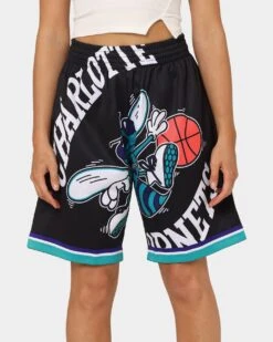 Mitchell & Ness Charlotte Hornets Blown Out Fashion Shorts Black -Fashion Clothing Store 03007528 YB001 womens 0030