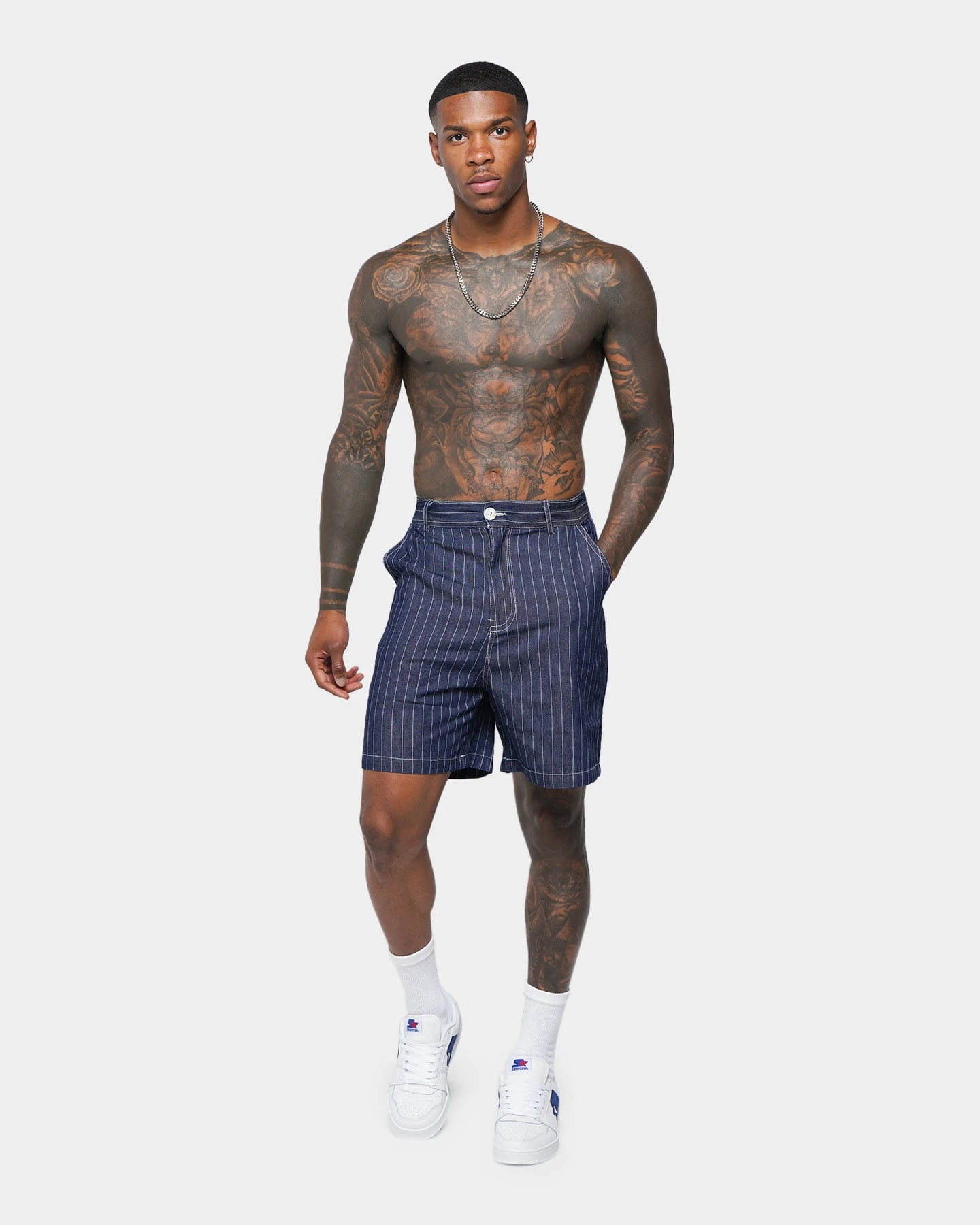 XXIII Maddox Pinstripe Worker Shorts Blue 4 XXIII Maddox Pinstripe Worker Shorts Blue - Image 2