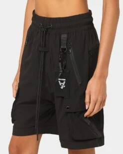 The Anti Order Reflective Man Made Cargo Shorts Black/Silver -Fashion Clothing Store 03007987 YB011 womens 0070