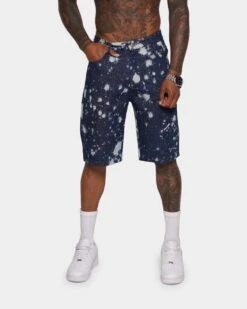 XXIII Zayden Bleached Denim Shorts Blue -Fashion Clothing Store 03008162 YX001 mens 030