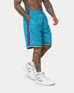 Mitchell & Ness Charlotte Hornets '99-00 Road Swing Shorts Teal -Fashion Clothing Store 03008183 YT200 mens 0050