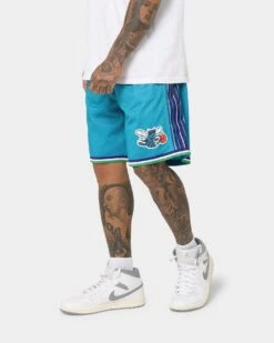 Mitchell & Ness Charlotte Hornets '99-00 Road Swing Shorts Teal -Fashion Clothing Store 03008183 YT200 mens 0060