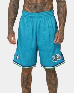 Mitchell & Ness Charlotte Hornets '99-00 Road Swing Shorts Teal -Fashion Clothing Store 03008183 YT200 mens 0070