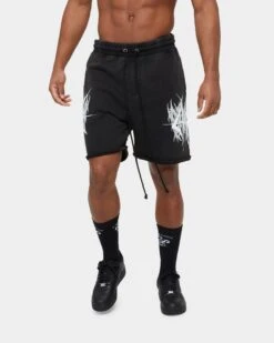 Carre Metalle Distressed Sweat Shorts Washed Black
