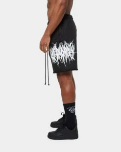 Carre Metalle Distressed Sweat Shorts Washed Black -Fashion Clothing Store 03008515 YW607 mens 0040