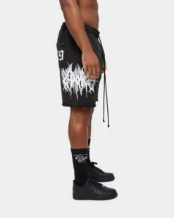 Carre Metalle Distressed Sweat Shorts Washed Black -Fashion Clothing Store 03008515 YW607 mens 0060