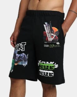 HUF X Marvel Smash Up Fleece Shorts Black -Fashion Clothing Store 03008582 YB001 mens 0070