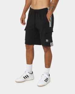 Adidas 3 Stripe Cargo Shorts Black