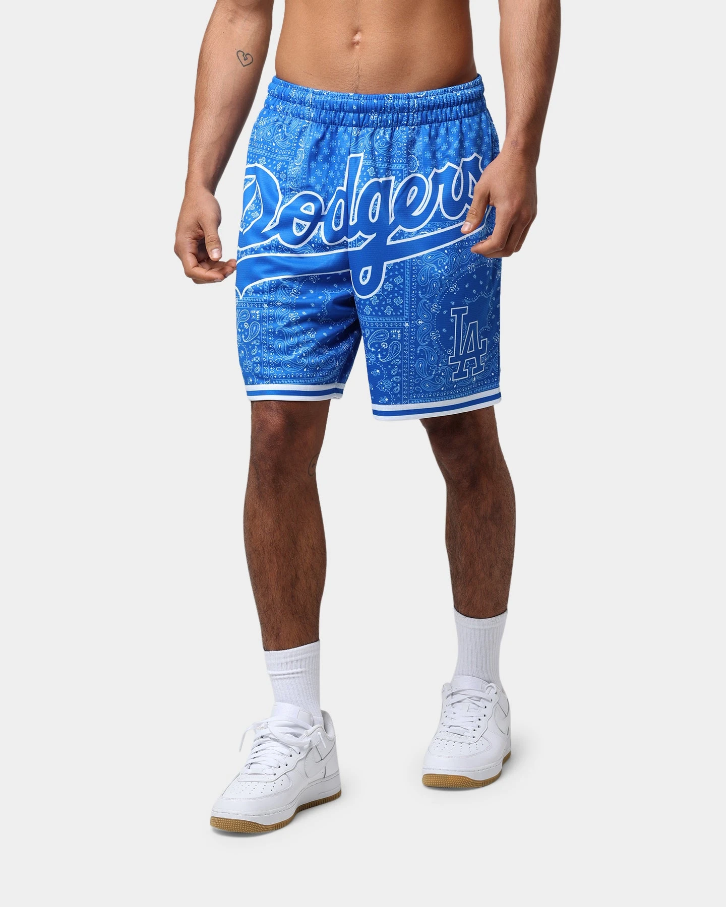 Majestic Athletic Los Angeles Dodgers Bandana Paisley Wordmark Shorts Royal Blue 3 Majestic Athletic Los Angeles Dodgers Bandana Paisley Wordmark Shorts Royal Blue
