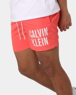 Calvin Klein Medium Drawstring Swim Shorts Coral Crush -Fashion Clothing Store 03009802 YD288 mens 040