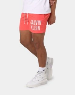 Calvin Klein Medium Drawstring Swim Shorts Coral Crush -Fashion Clothing Store 03009802 YD288 mens 060