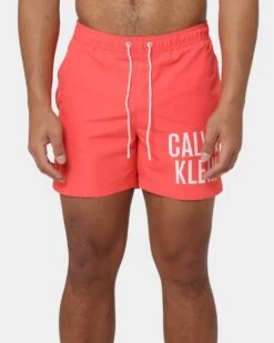 Calvin Klein Medium Drawstring Swim Shorts Coral Crush -Fashion Clothing Store 03009802 YD288 mens 070