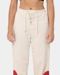 Nike Women's Nike Sportswear Circa 50 Fleece Pants Pearl White/Sierra Red -Fashion Clothing Store 03009864 YP495 womens 0070