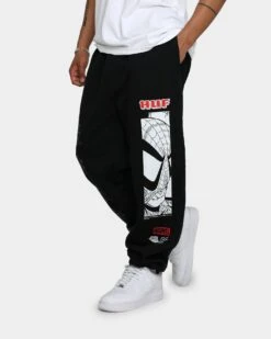 HUF X Marvel Amazing Fleece Pants Black -Fashion Clothing Store 03009997 YB001 mens 0040