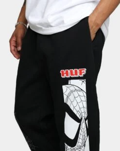 HUF X Marvel Amazing Fleece Pants Black -Fashion Clothing Store 03009997 YB001 mens 0060