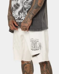 Dead Studios Aloha Denim Shorts White 12 Dead Studios Aloha Denim Shorts White -Fashion Clothing Store 03010135 YW100 mens 030