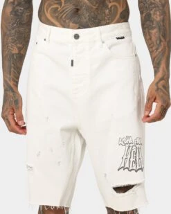 Dead Studios Aloha Denim Shorts White 16 Dead Studios Aloha Denim Shorts White -Fashion Clothing Store 03010135 YW100 mens 070