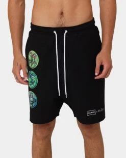 Carré X Kenny Scharf Multi Face Sweat Shorts Black -Fashion Clothing Store 03010254 YB001 mens 0070