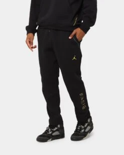 Jordan X Paris Saint-Germain Fleece Pants Black/Tour Yellow