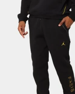 Jordan X Paris Saint-Germain Fleece Pants Black/Tour Yellow -Fashion Clothing Store 03010278 YD414 mens 0040