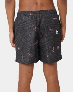 Adidas Trefoil All Over Print Swim Shorts Black/Grey Sox -Fashion Clothing Store 03010372 YD493 mens 0080