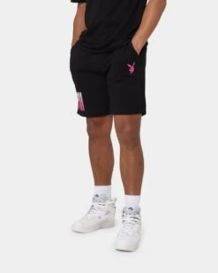 Playboy Stack Blend Track Shorts Black Magenta