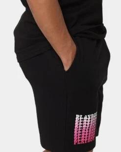 Playboy Stack Blend Track Shorts Black Magenta -Fashion Clothing Store 03010478 YD629 mens 0030
