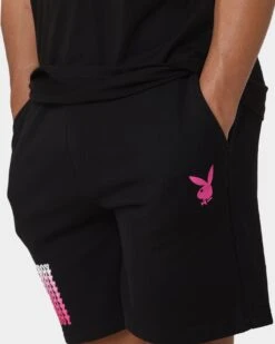 Playboy Stack Blend Track Shorts Black Magenta -Fashion Clothing Store 03010478 YD629 mens 0040